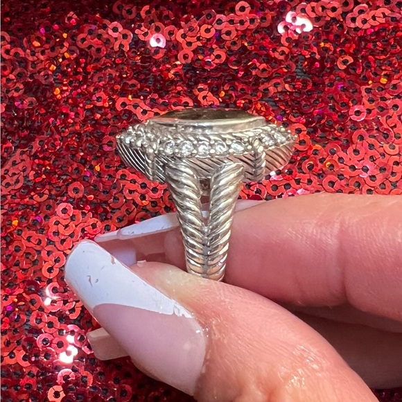 Judith Ripka GORGEOUS Olive Quartz & Sterling Silver Cubic Zirconia ring-SZ 6 - Picture 12 of 15